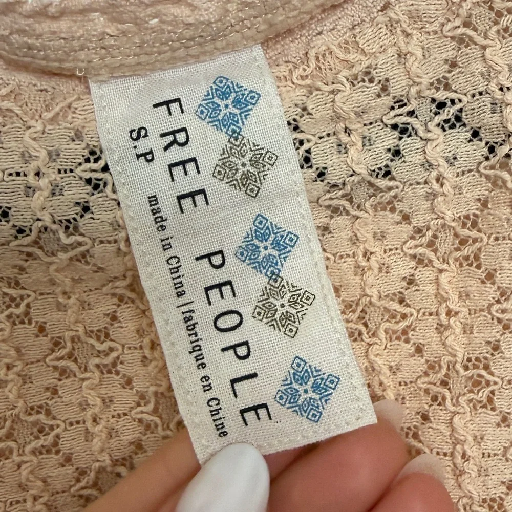 Free People Sheer Lace Blouse Fairycore Boho Romantic Crop Top